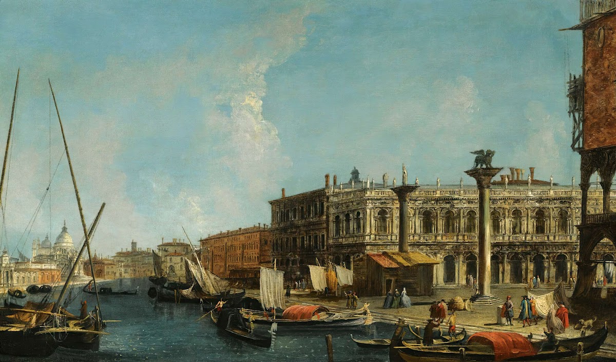 Venice A View Of The Molo From The Bacino Di San Marco With The Piazzetta And Th