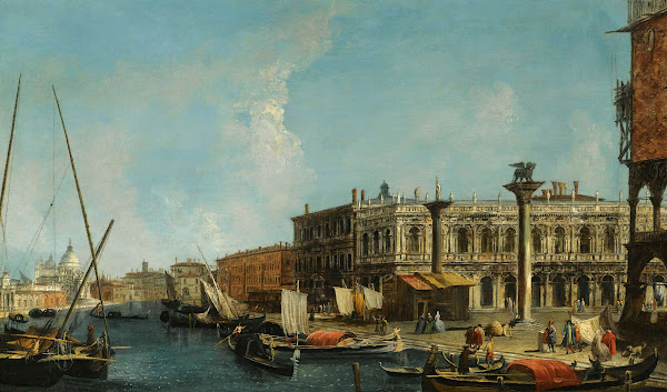 Venice A View Of The Molo From The Bacino Di San Marco With The Piazzetta And Th