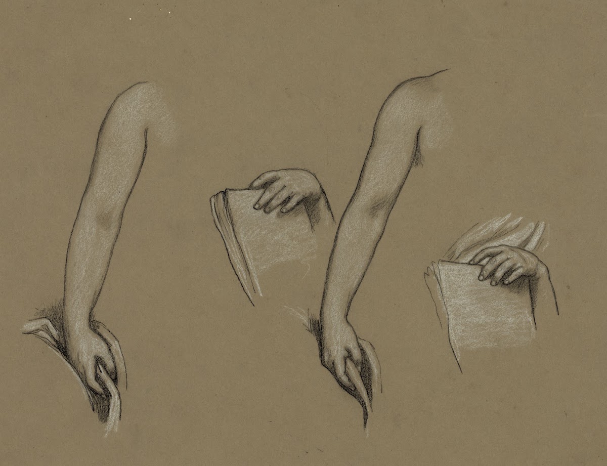 Study of figure holding cloth and book 1895