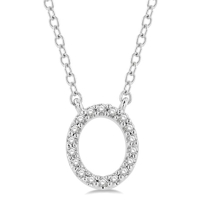 Block 'O' Initial Diamond Pendant