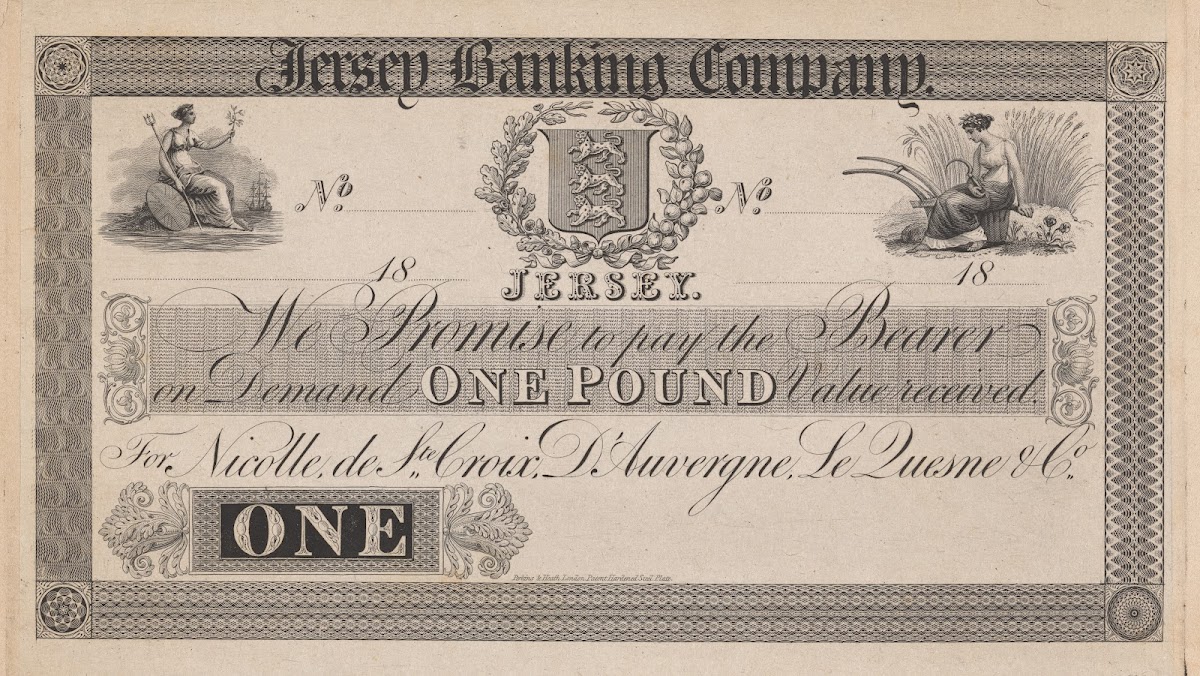 Jersey Banking Company one pound note 1820 1829