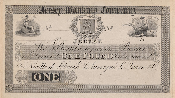 Jersey Banking Company one pound note 1820 1829