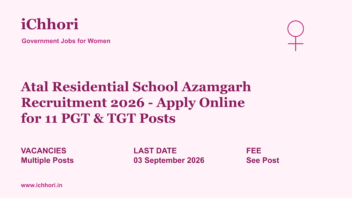 Atal Residential School Azamgarh Recruitment 2026 - Apply Online for 11 PGT & TGT Posts - iChhori