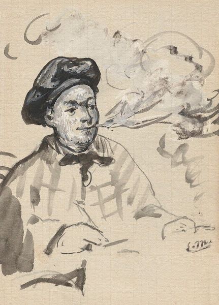 Théodore de Banville écrivant et fumant la cigarette circa 1874