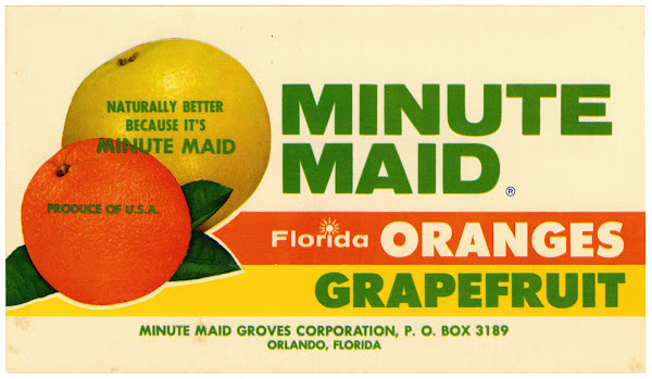 Minute Maid Florida Oranges and Grapefruit Label 1930 1950