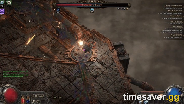 Inside the PoE2 Fortress at the Origin Tower, the endgame region you clear for Atlas points