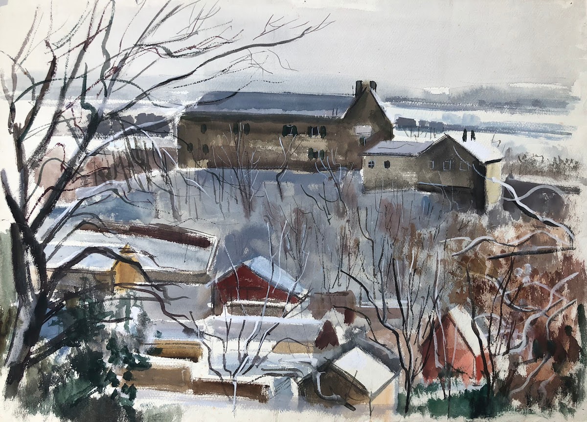 Verschneite Vorfrühlingslandschaft
