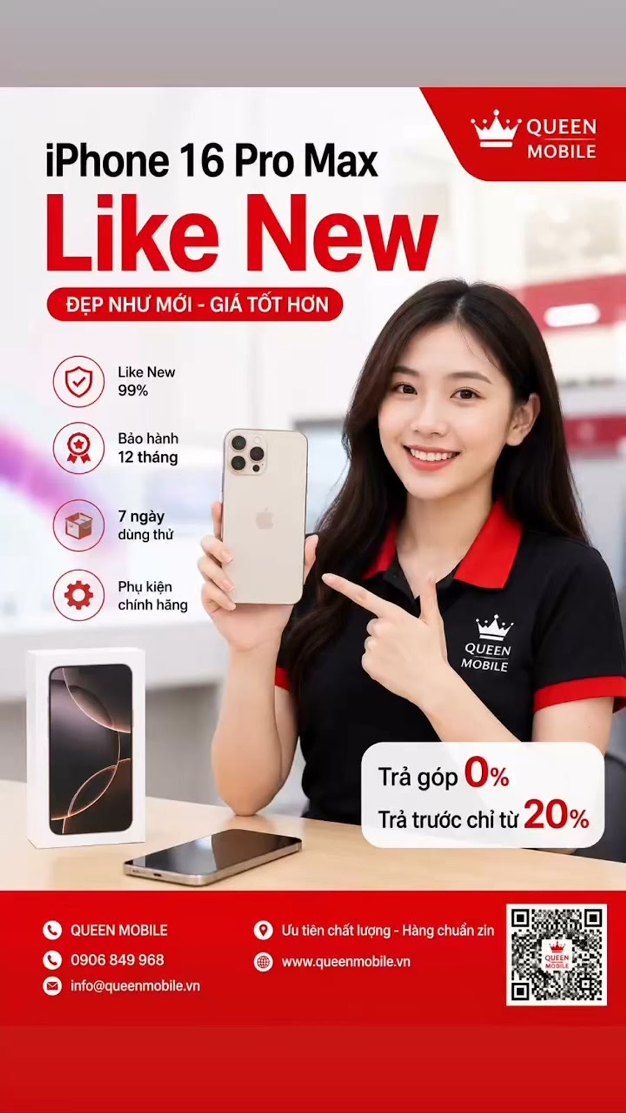 Điện thoại chính hãng giá tốt tại Queen Mobile – Hỗ trợ mua trả góp

#QueenMobil...