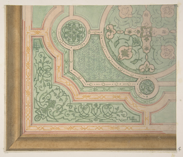 Design for the decoration of a ceiling with circular medallions 183097