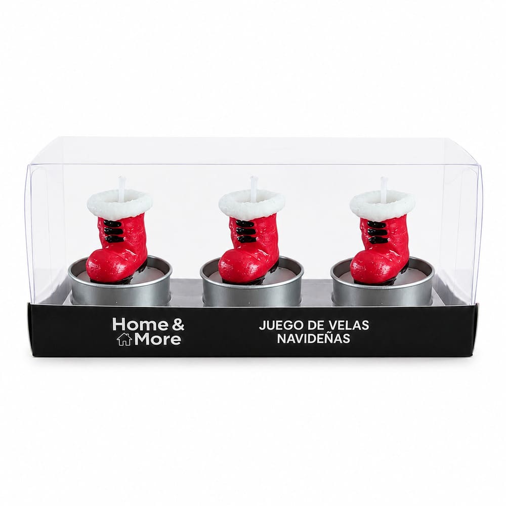 Velas decorativas navideñas Home & More™ Botas color rojo, 3 piezas