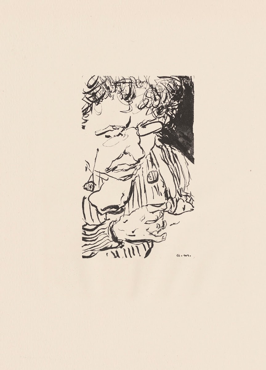 Mère de lartiste cousant