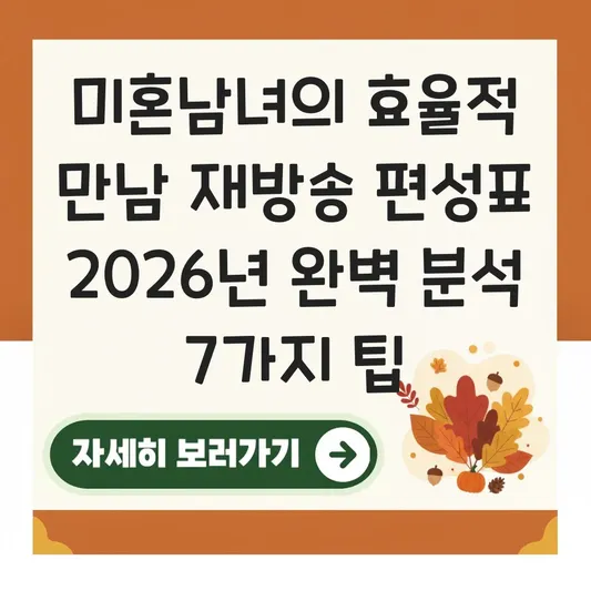 미혼남녀의 효율적 만남 재방송 편성표
