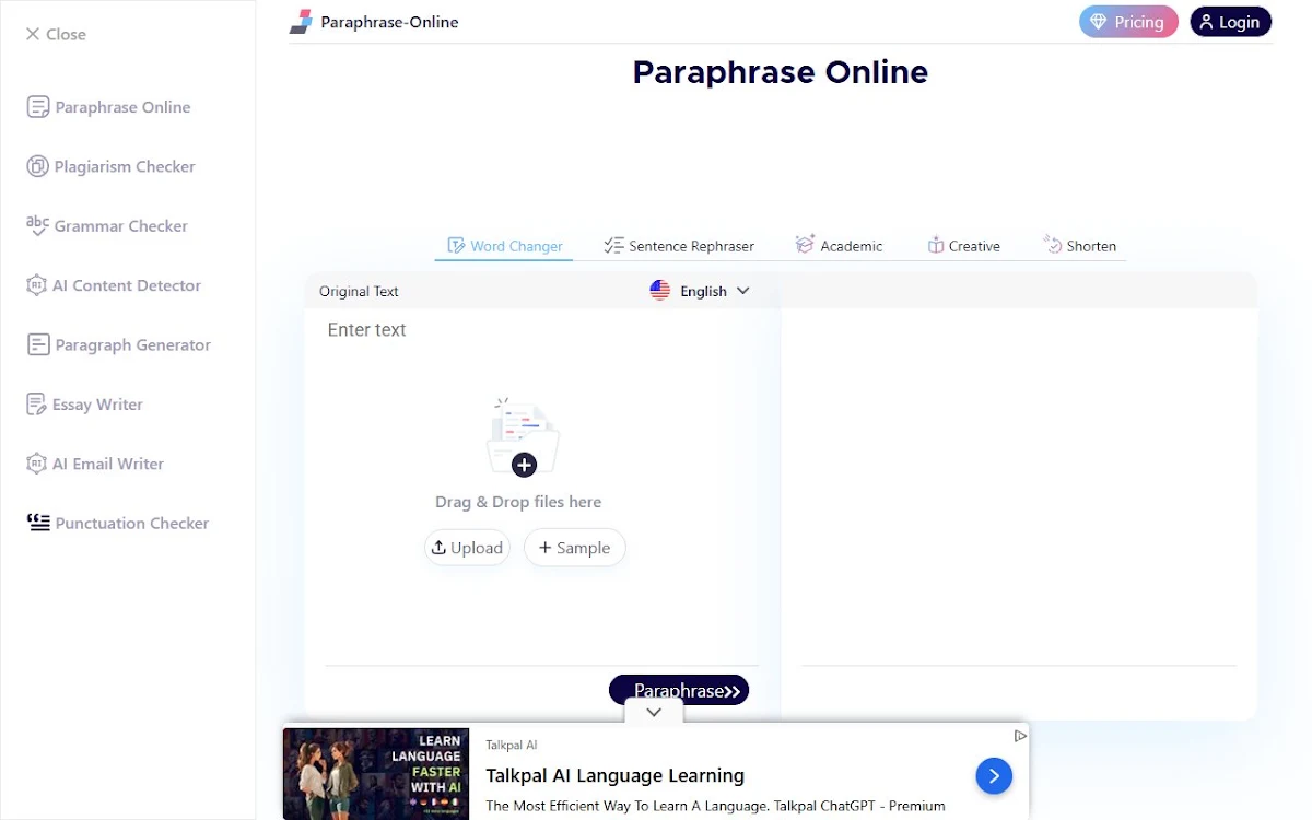 Captura de paraphrase-online.com
