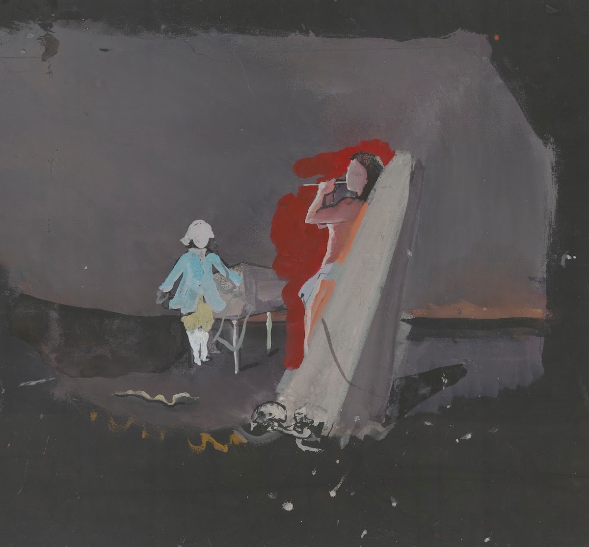Mozartiana  maquette de décor  enfant pianiste près dun flûtiste 1933