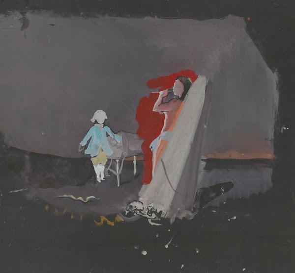 Mozartiana  maquette de décor  enfant pianiste près dun flûtiste 1933