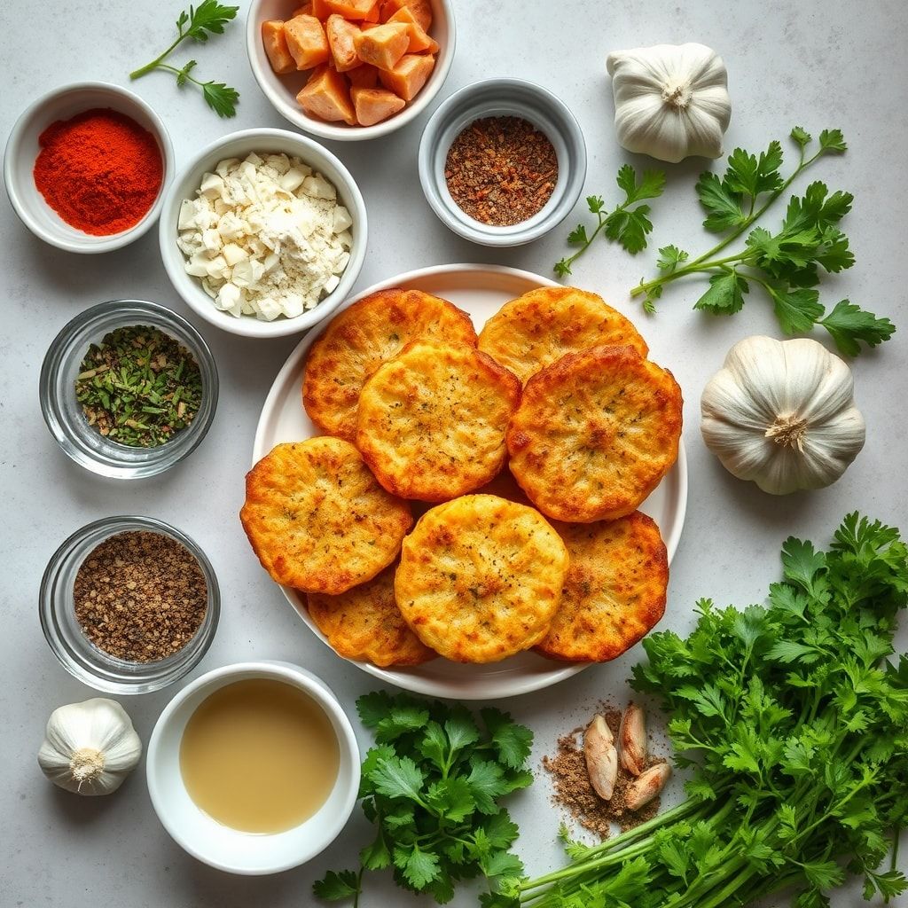 Ingredients for Crispy Potato Patties with Garlic and Cumin Flavor – Easy Weeknight Snack