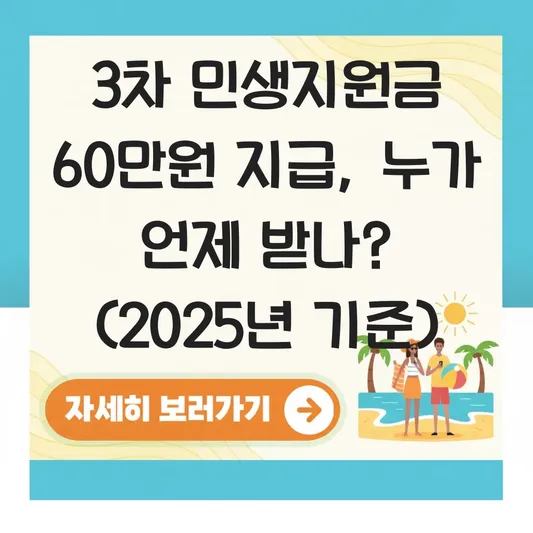 3차 민생지원금 기초생활수급자 및 차상위계층 최대 60만원 지급일 안내 대표 이미지