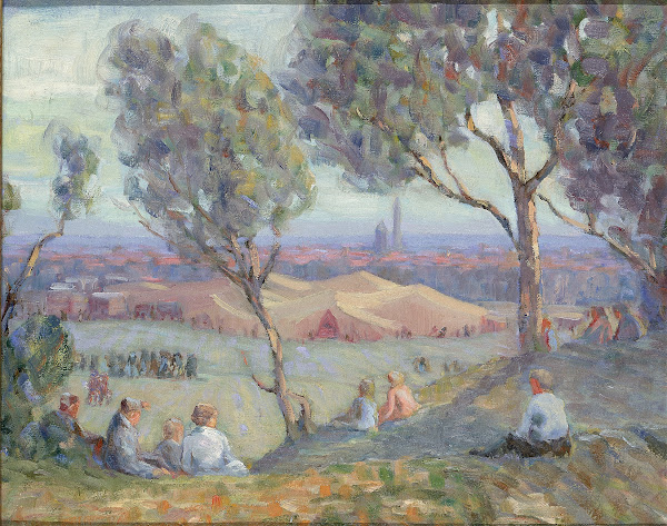 View from Arlington Heights with Chautaqua Tents and the Washington Monument in
