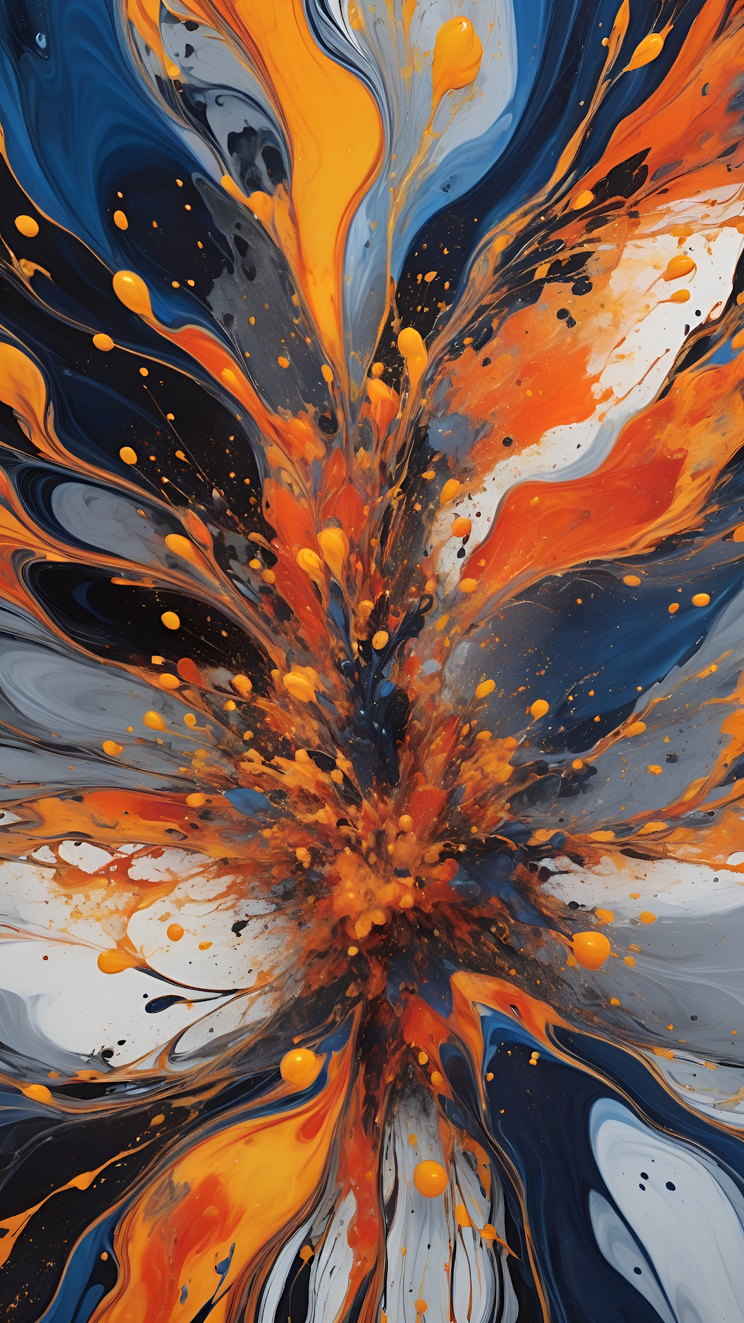 Vibrant Orange Blue Ink Explosion Abstract Fluid Art Splatter - Free 4K mobile Wallpaper