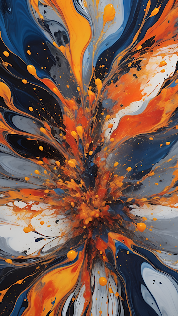 Vibrant Orange Blue Ink Explosion Abstract Fluid Art Splatter - Free mobile Wallpaper