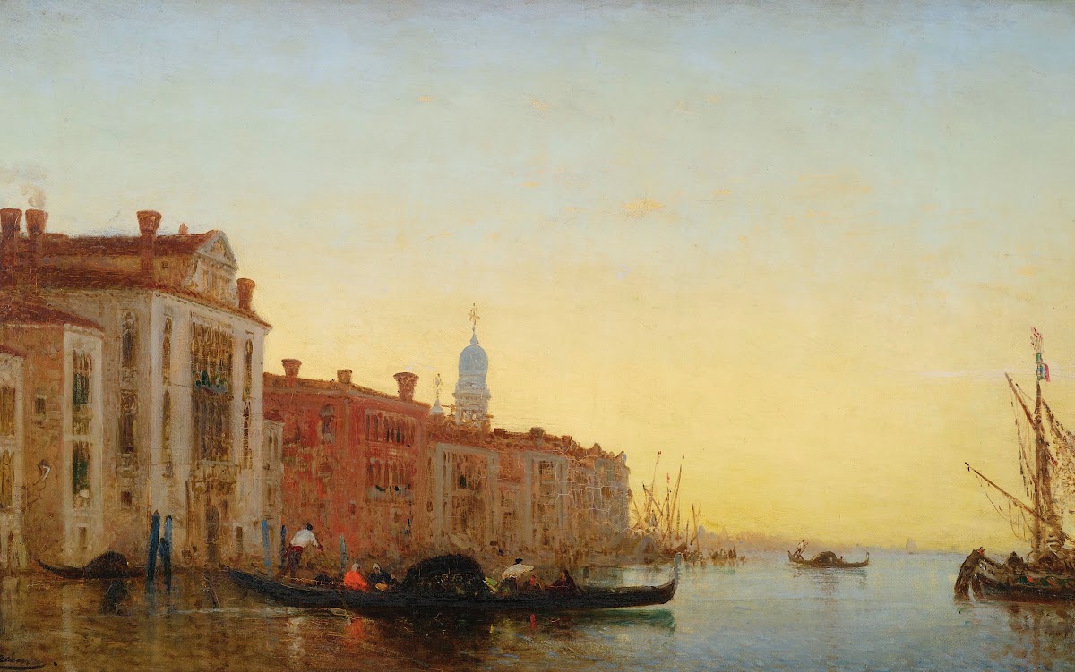 GondoleTraversant Lentrée Du Grand Canal
