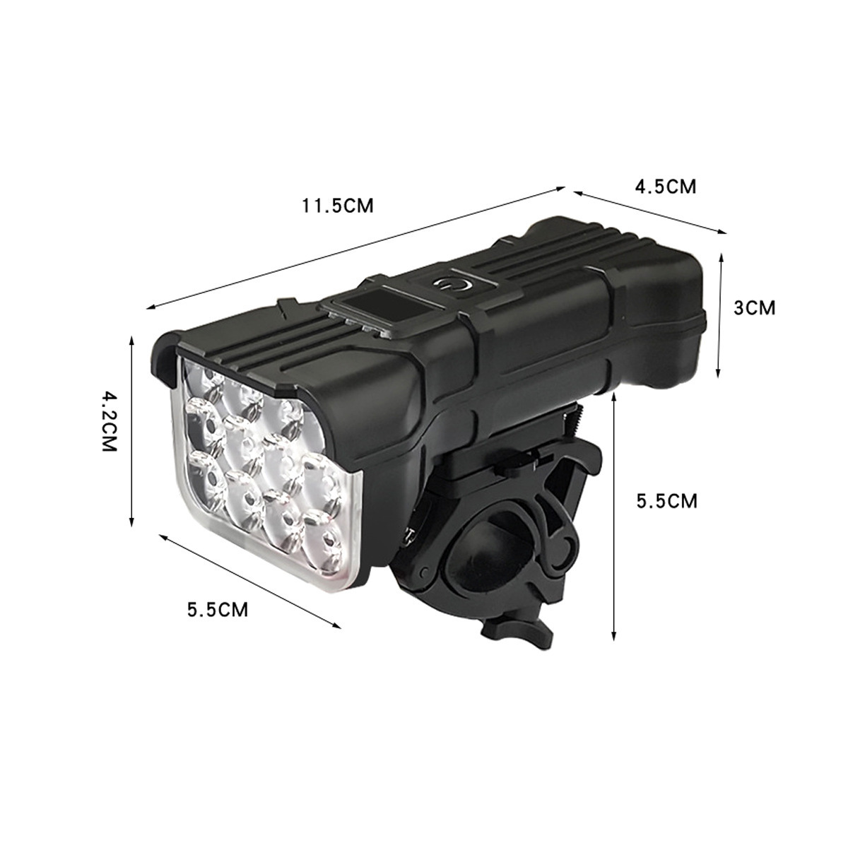 USB bike light with 12 LEDs and horn