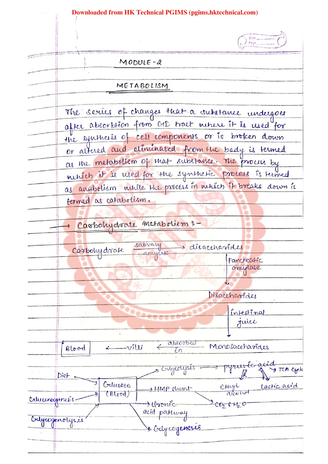 Biochemistry unit- 2 Handwritten 2nd Semester B.Pharmacy ,BP203T Biochemistry,