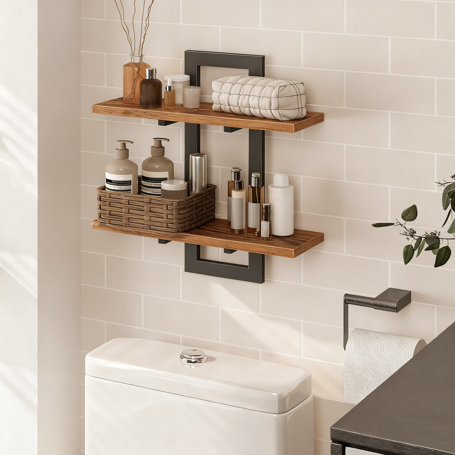Steel wall shelf, floating design