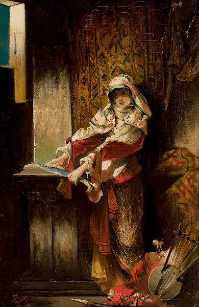 Mauritanian woman sharpening a yatagan 1891