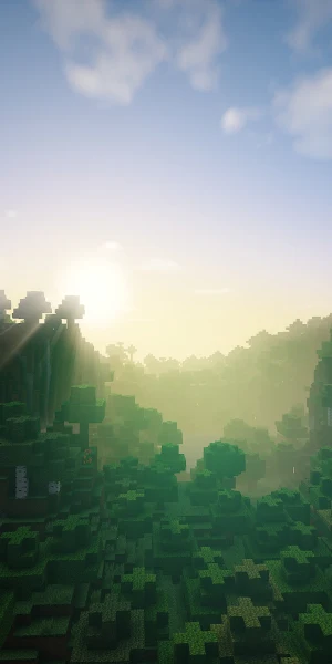 Minecraft, Clouds, Forest, Mountain Top, Sunlight 4K Wallpaper Background
