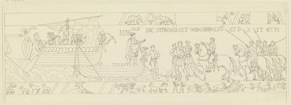 Zeichnung nach dem Bildteppich von Bayeux