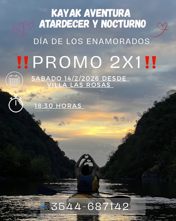 Kayak Aventura Atardecer y Nocturno Día de los Enamorados