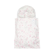 Набір в коляску Twins 100% бавовна (плед, подушка ортопедична, простирадло) Кролики рожевий