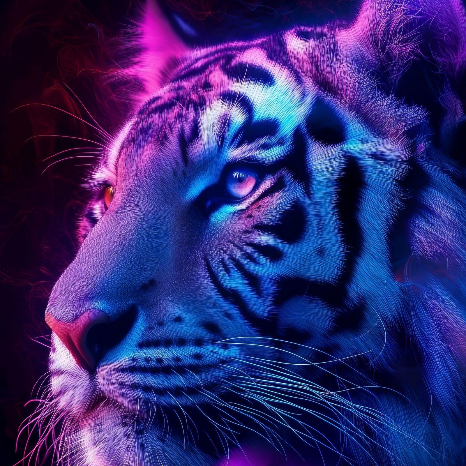 Download Neon Tiger In Dark Mist 2K iPhone