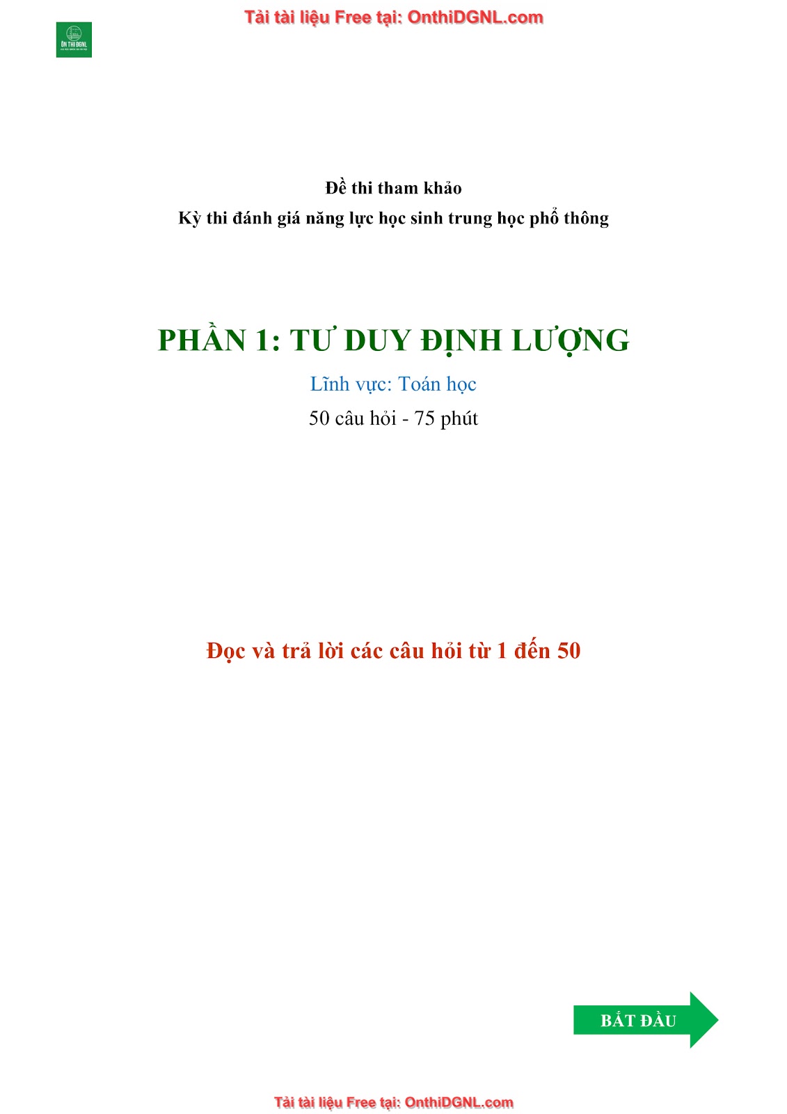10 Đề ôn HSA - có đáp án