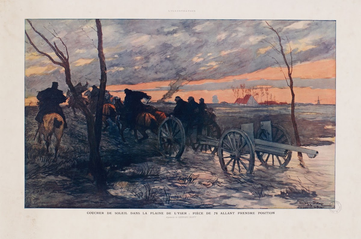 Coucher de soleil dans la plaine de l Yser 1914