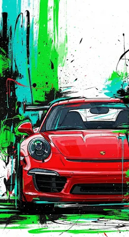 Red Sports Car Abstract Paint