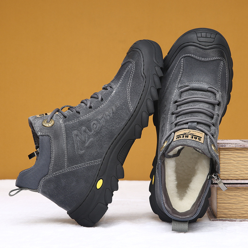 Men's Leather Winter Boots, Lambswool Lining