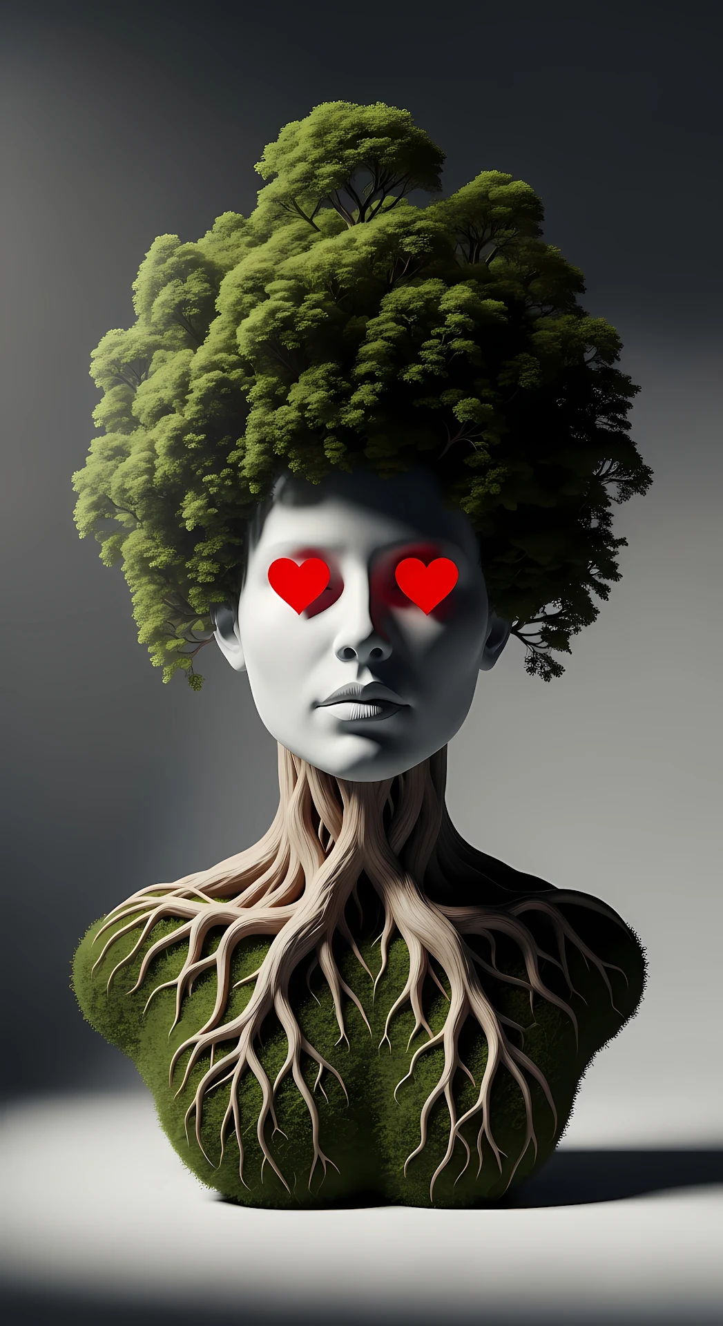 Nature Goddess with Tree Roots and Foliage Hair - Free 4K mobile Wallpaper