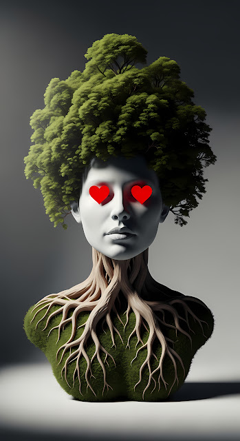 Nature Goddess with Tree Roots and Foliage Hair - Free mobile Wallpaper