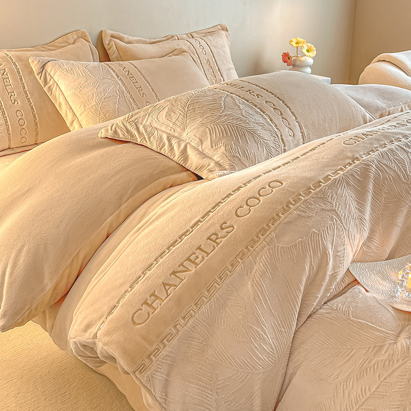 Milk fiber fleece bedding set, extra thick, winter warm