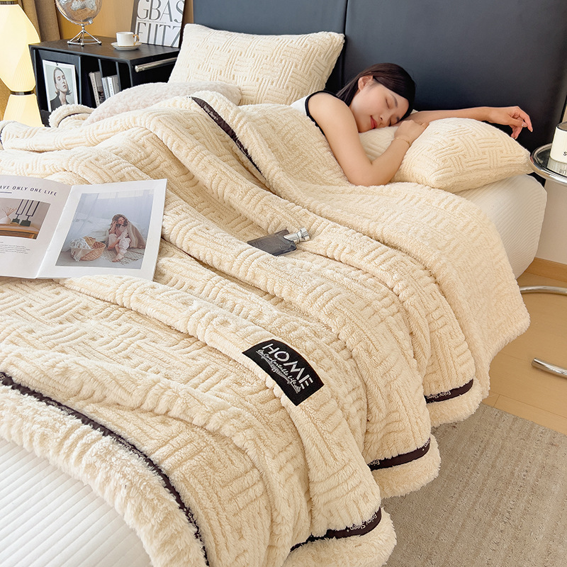 Warm coral fleece blanket for home and office