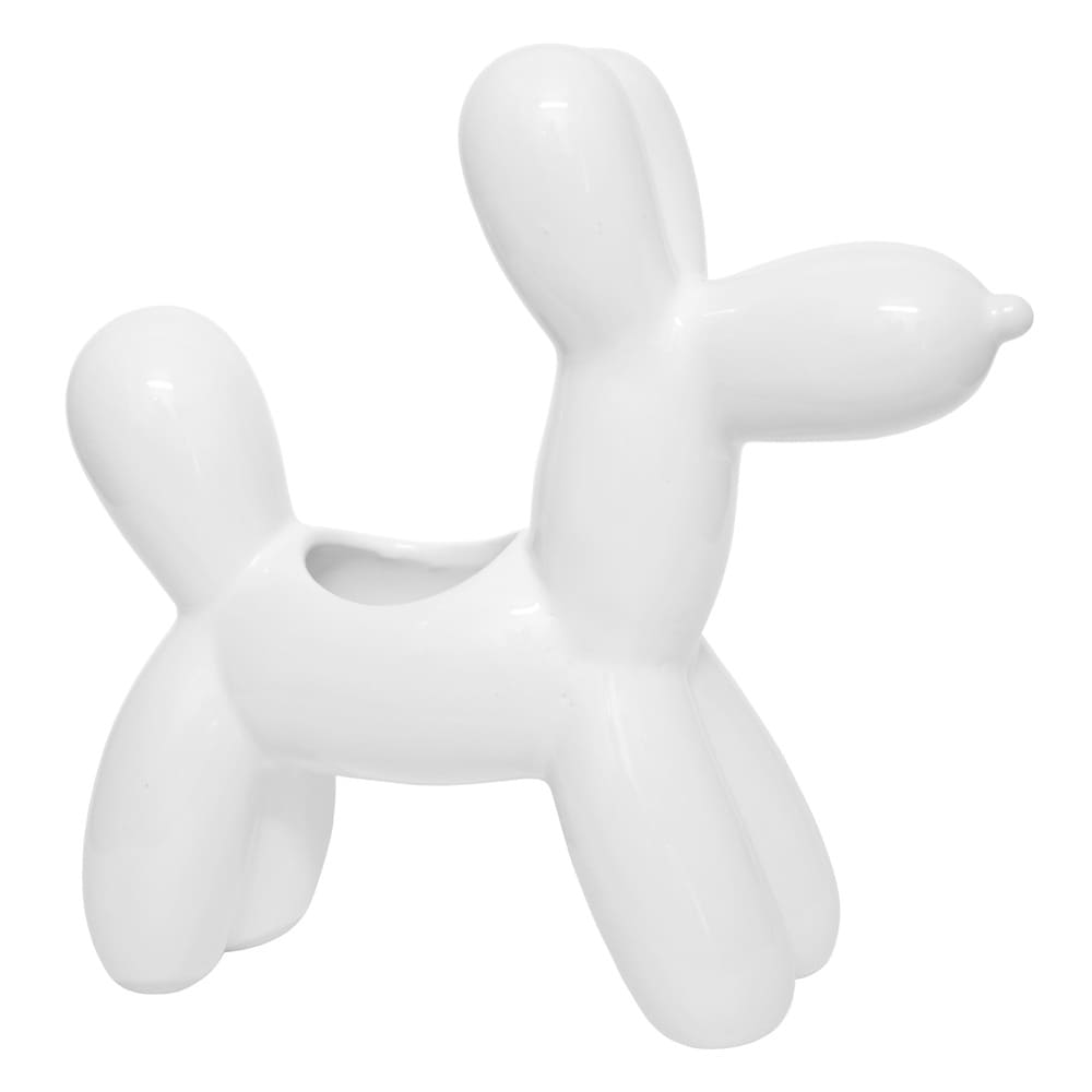 Maceta de cerámica grande Casa Mejicú™ globo de perro color blanco