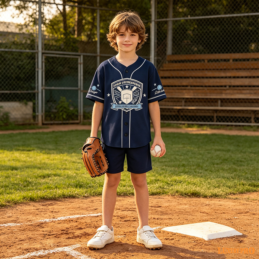 Kids Real Piping Baseball Cardigan - Black Buttons