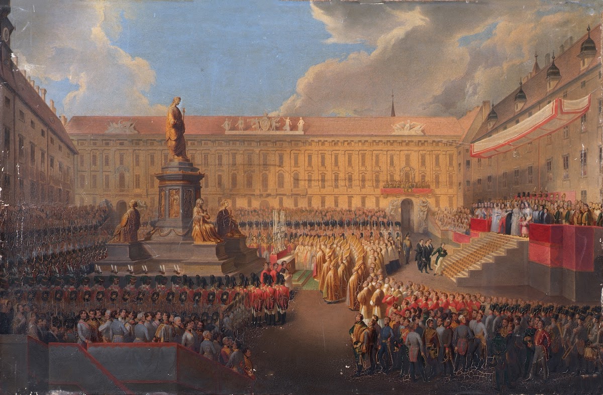 Enthüllung des Denkmals für Kaiser Franz I von Österreich am 19 Juni 1846 auf de