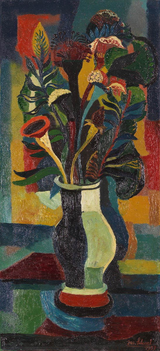 Blumen in einer bauchigen Vase 1937