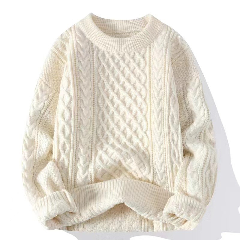 Chunky knit sweater with cable pattern for men