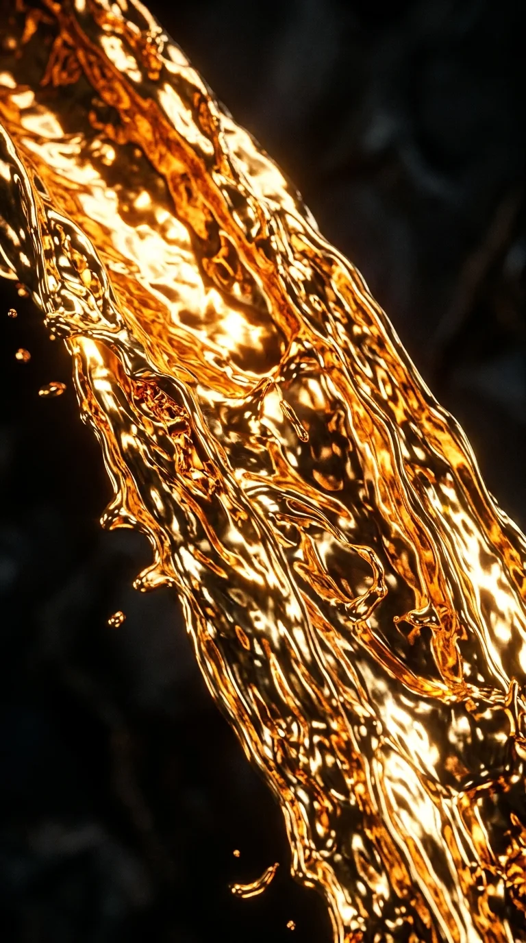 Fluid Molten Gold Abstract Waves on Deep Black - Free 4K mobile Wallpaper