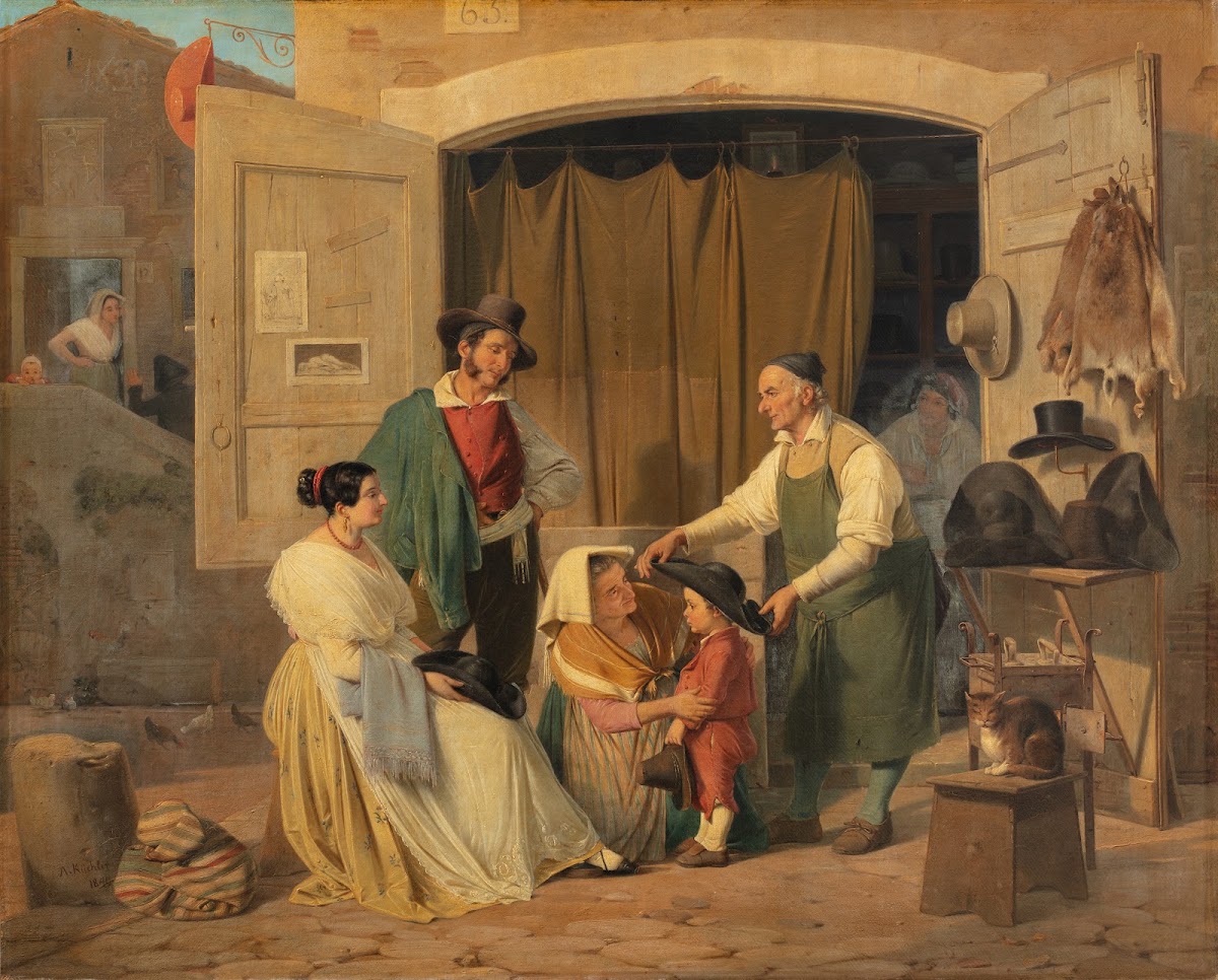 Roman Peasants Buying A Hat For Their Little Son Who Is To Be An Abbate 1840