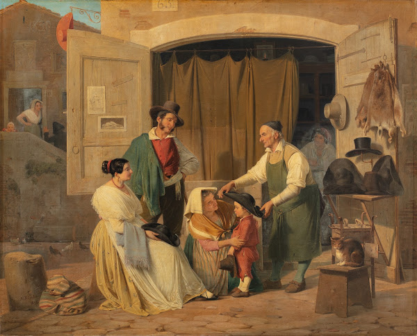 Roman Peasants Buying A Hat For Their Little Son Who Is To Be An Abbate 1840